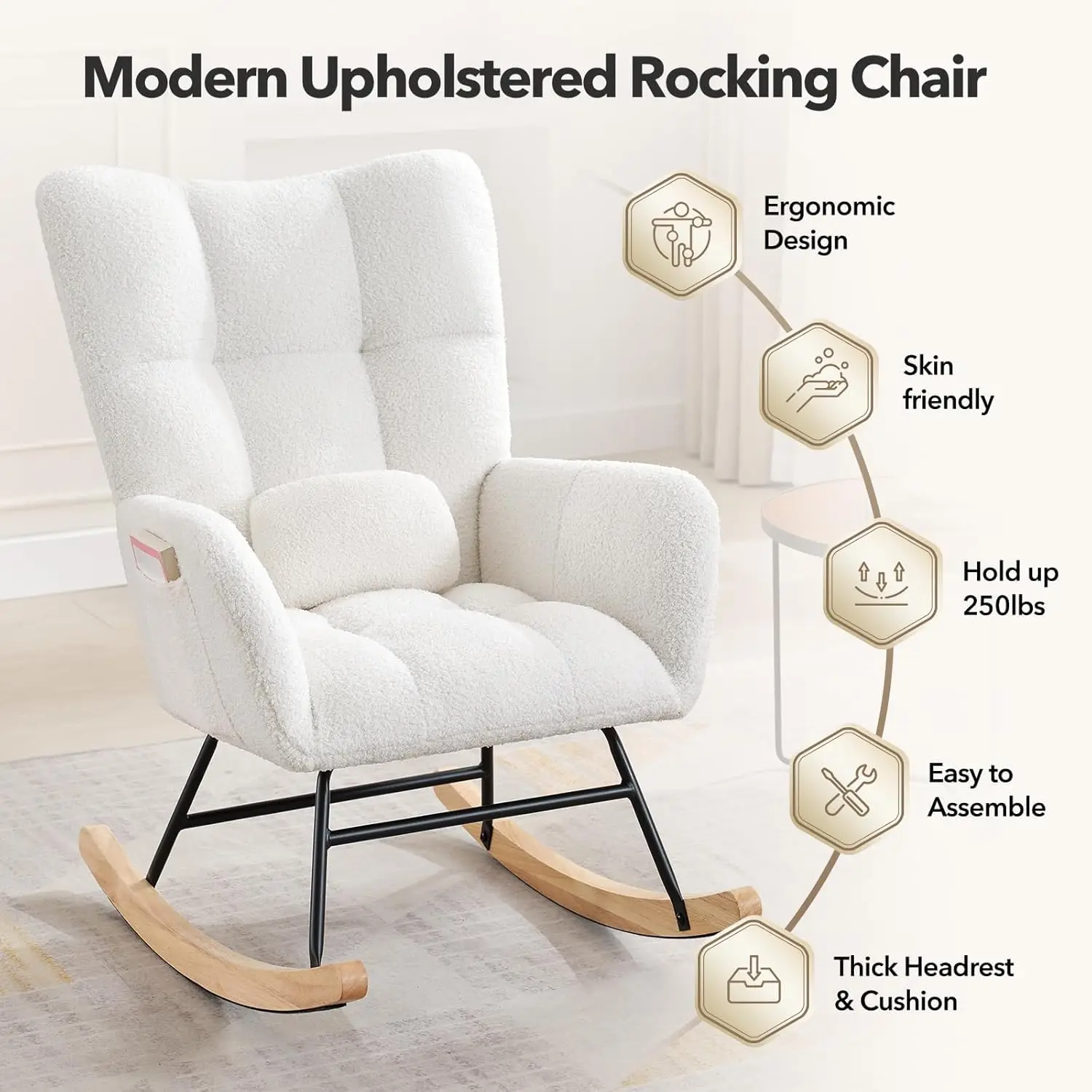 Modern Upholstered Nursery Rocking Chairs - Image 2