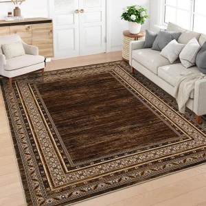 Area Rug 8x10 Washable Rug Brown Modern