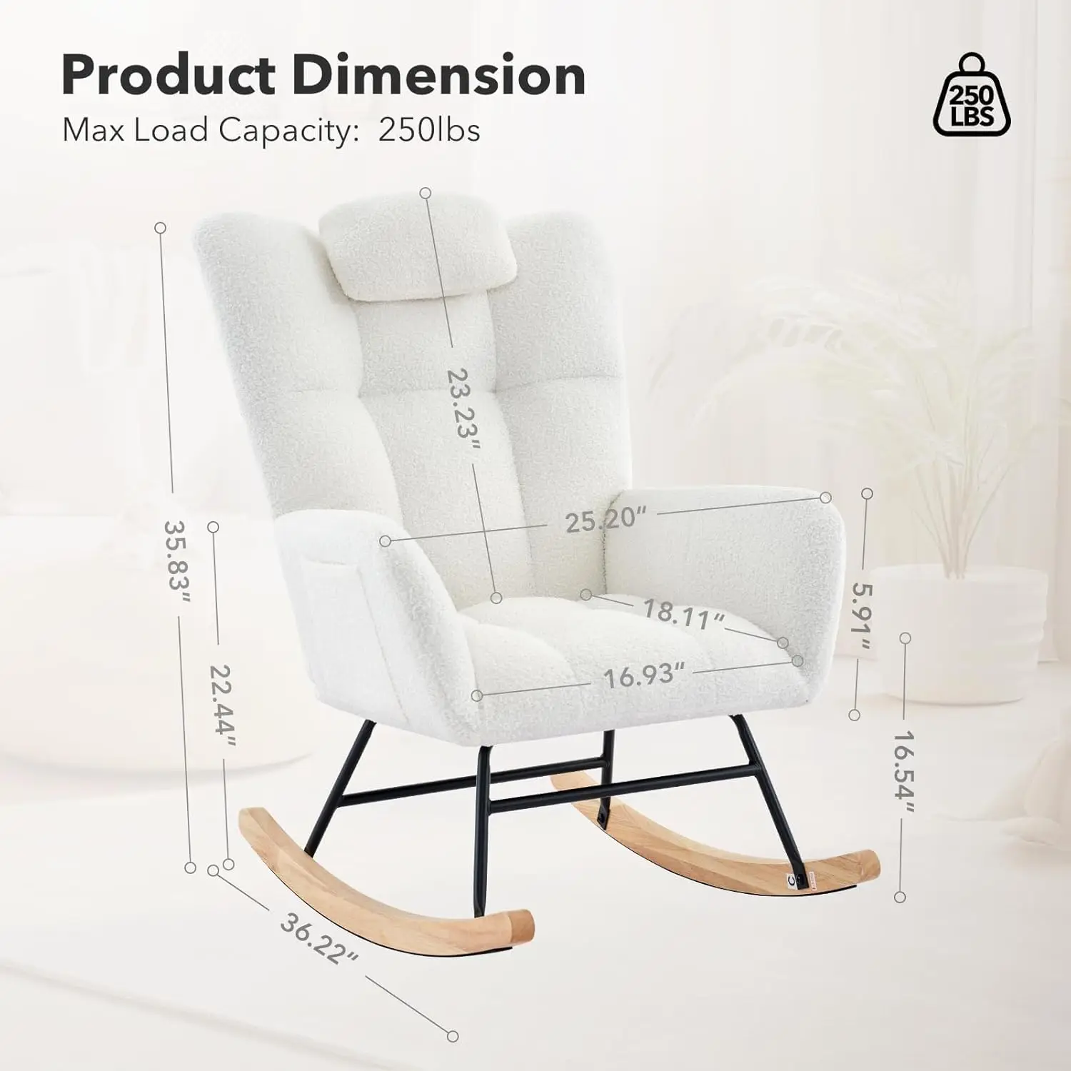 Modern Upholstered Nursery Rocking Chairs - Image 3