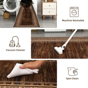 Area Rug 8x10 Washable Rug Brown Modern - Thumbnail Image 3