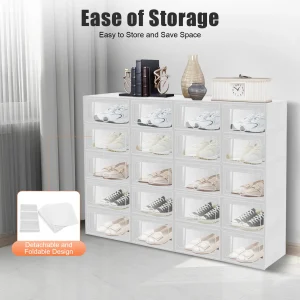 20‑Pack Stackable Transparent Shoe Storage