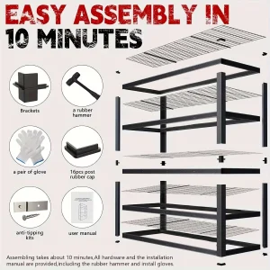 84 Inch Heavy-Duty Metal Storage Rack - Thumbnail Image 3