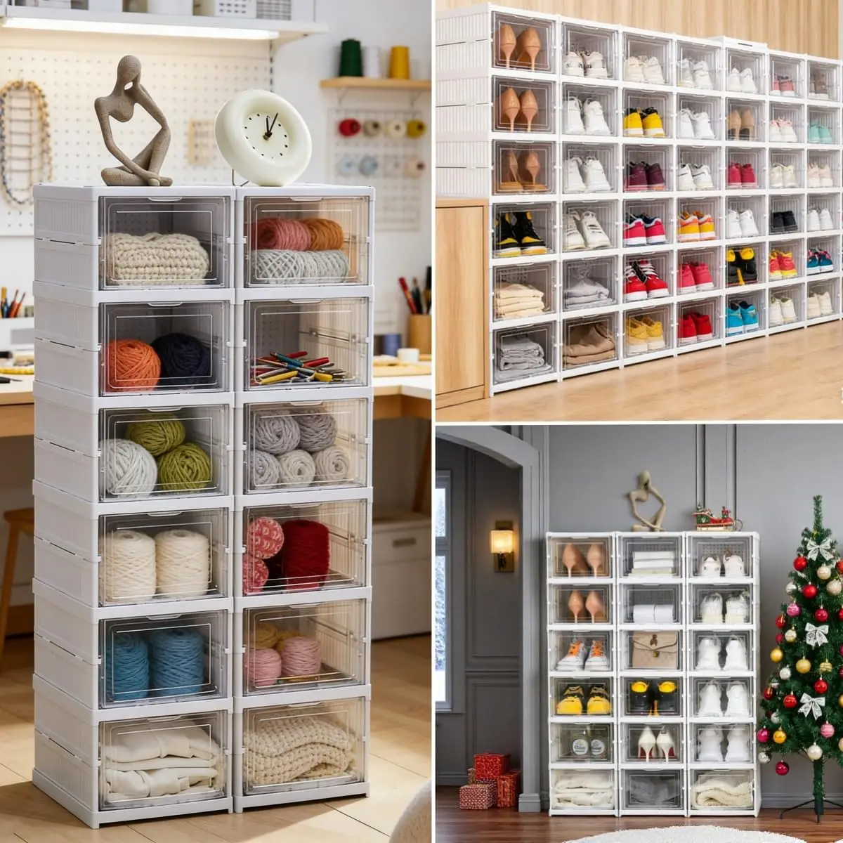 Stackable Plastic Shoe Storage Box for Closet - Image 2