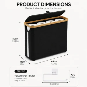 Toilet Paper Storage Basket with Lid, - Thumbnail Image 4