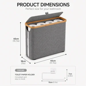 Toilet Paper Storage Basket with Lid, - Thumbnail Image 3