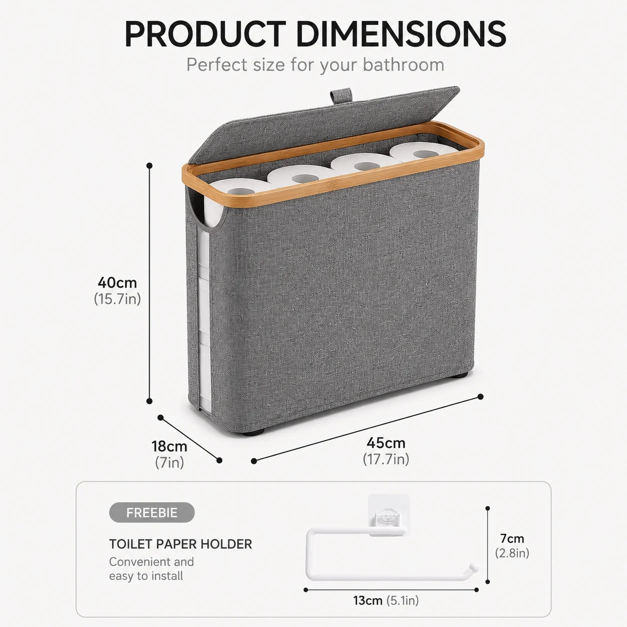 Toilet Paper Storage Basket with Lid, - Image 3