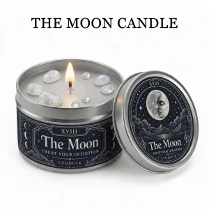 The Moon Tarot Candle with White Crystal Stones, - Thumbnail Image 9
