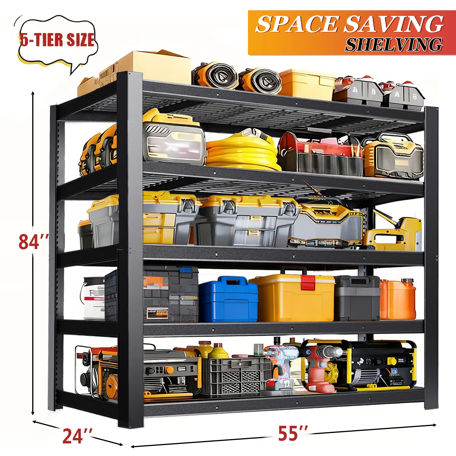 84 Inch Heavy-Duty Metal Storage Rack - Image 1