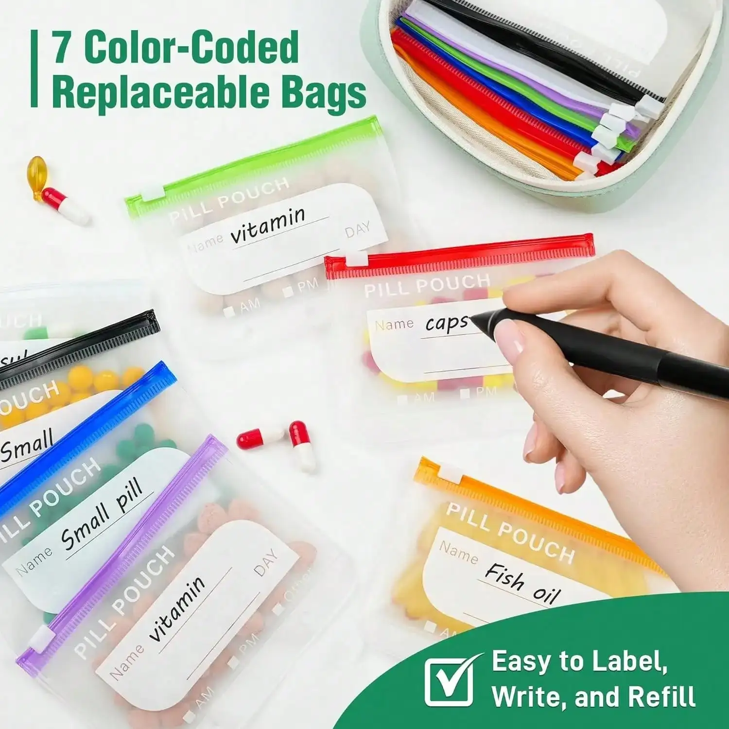 Waterproof Zipper Medicine Pouches Set, - Image 3
