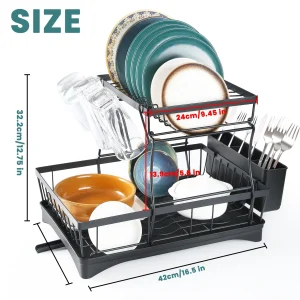 Large 2-tier dish drying rack for kitchen countertops - Thumbnail Image 2