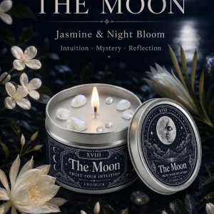 The Moon Tarot Candle with White Crystal Stones, - Thumbnail Image 4
