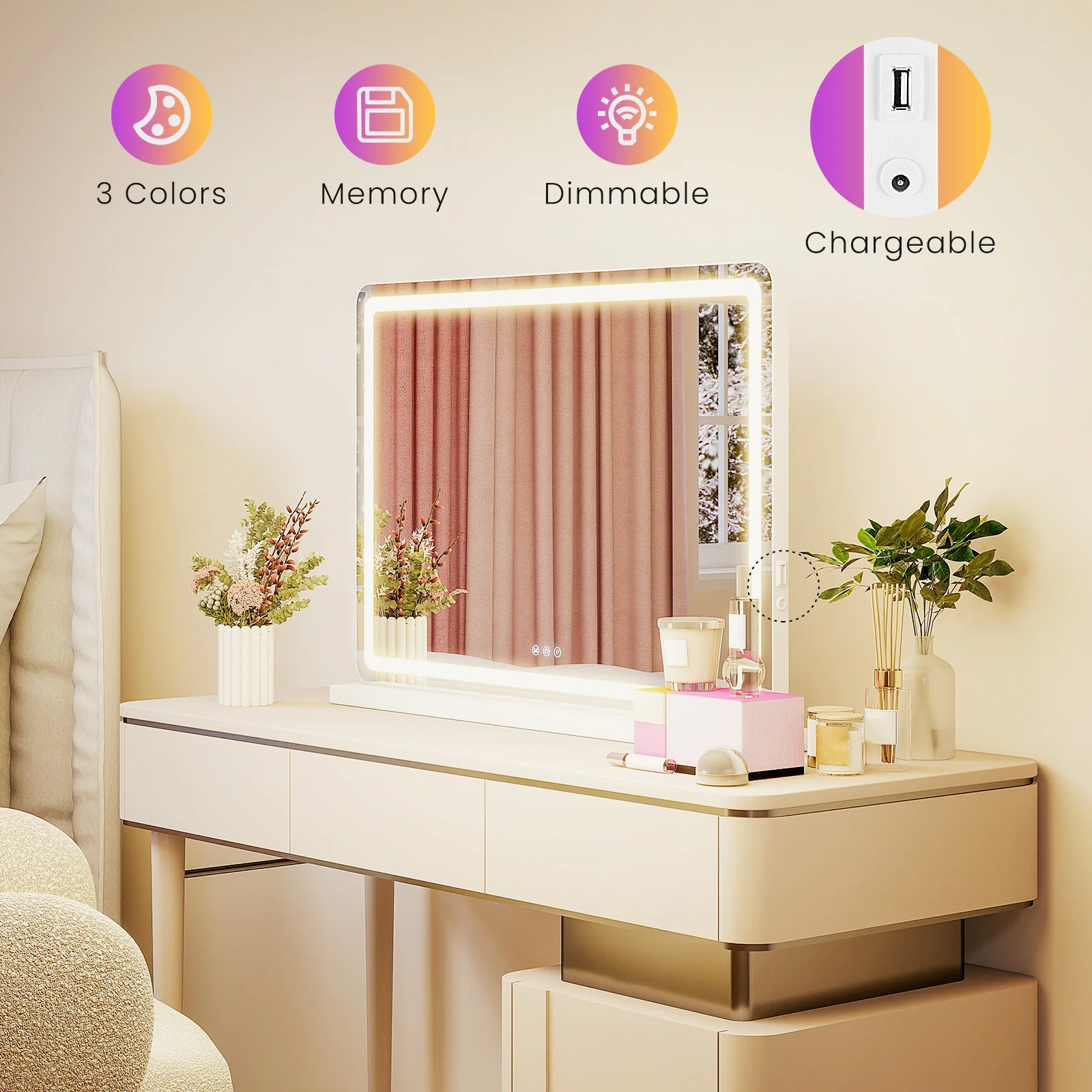 LED Vanity Mirror with Lights - Image 3