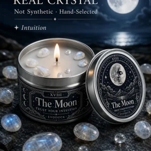 The Moon Tarot Candle with White Crystal Stones, - Thumbnail Image 5