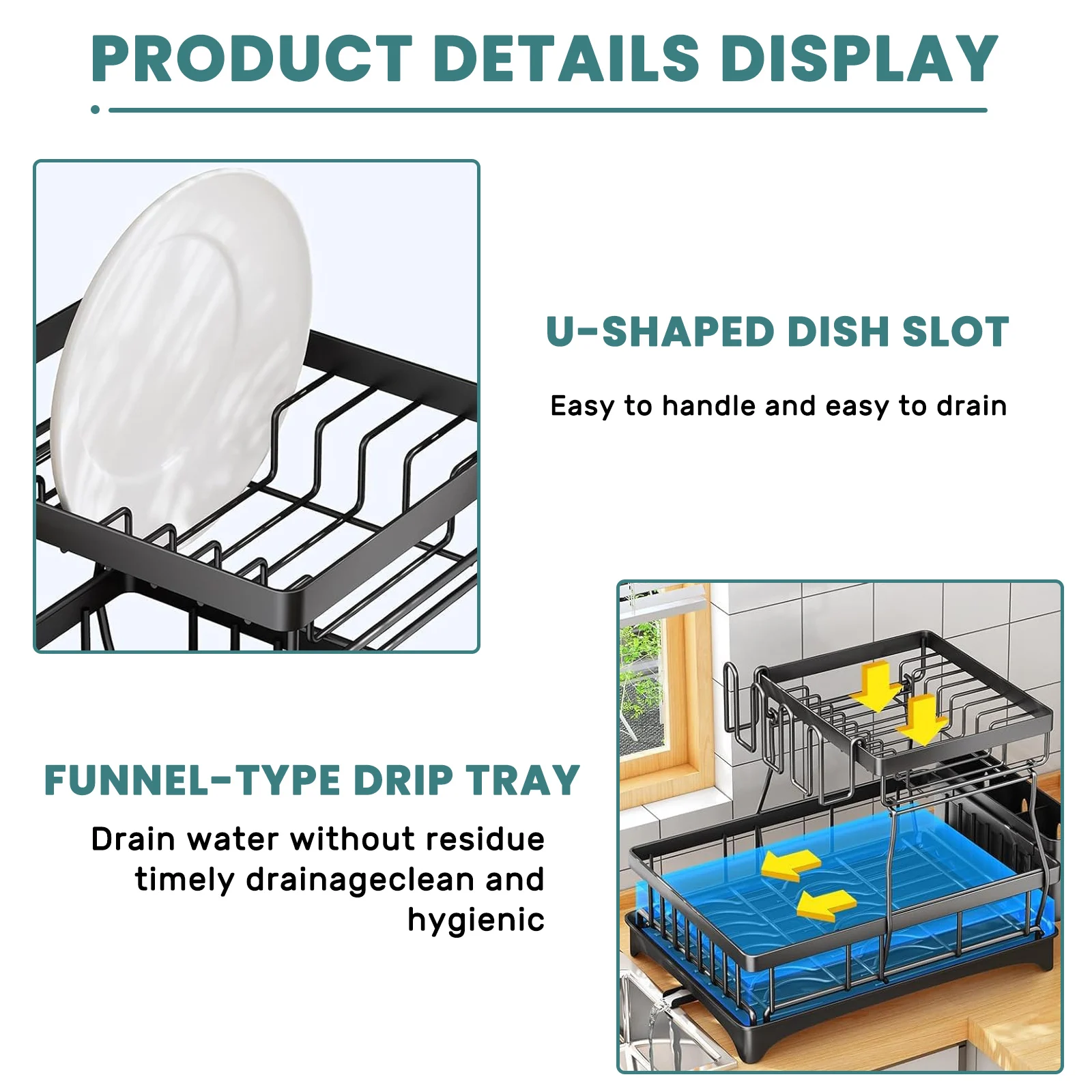 Large 2-tier dish drying rack for kitchen countertops - Image 3
