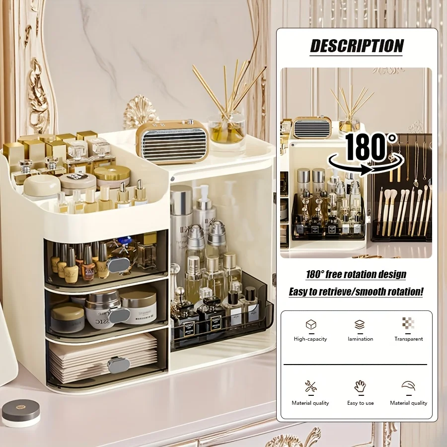 Cosmetic Storage Box with 3 Drawers - Image 2