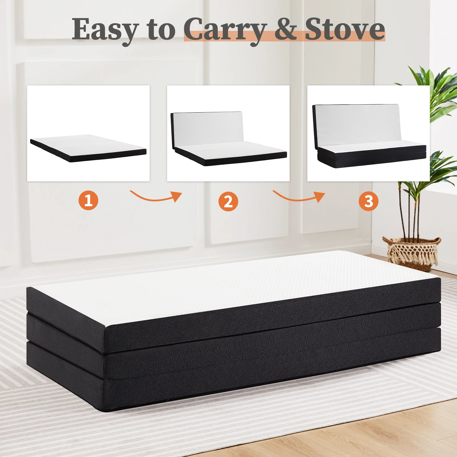 3-4Inch Soft Mattress Tri-Fold Memory Foam Mattress - Image 4