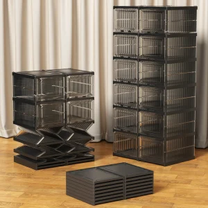 Stackable Plastic Shoe Storage Box for Closet