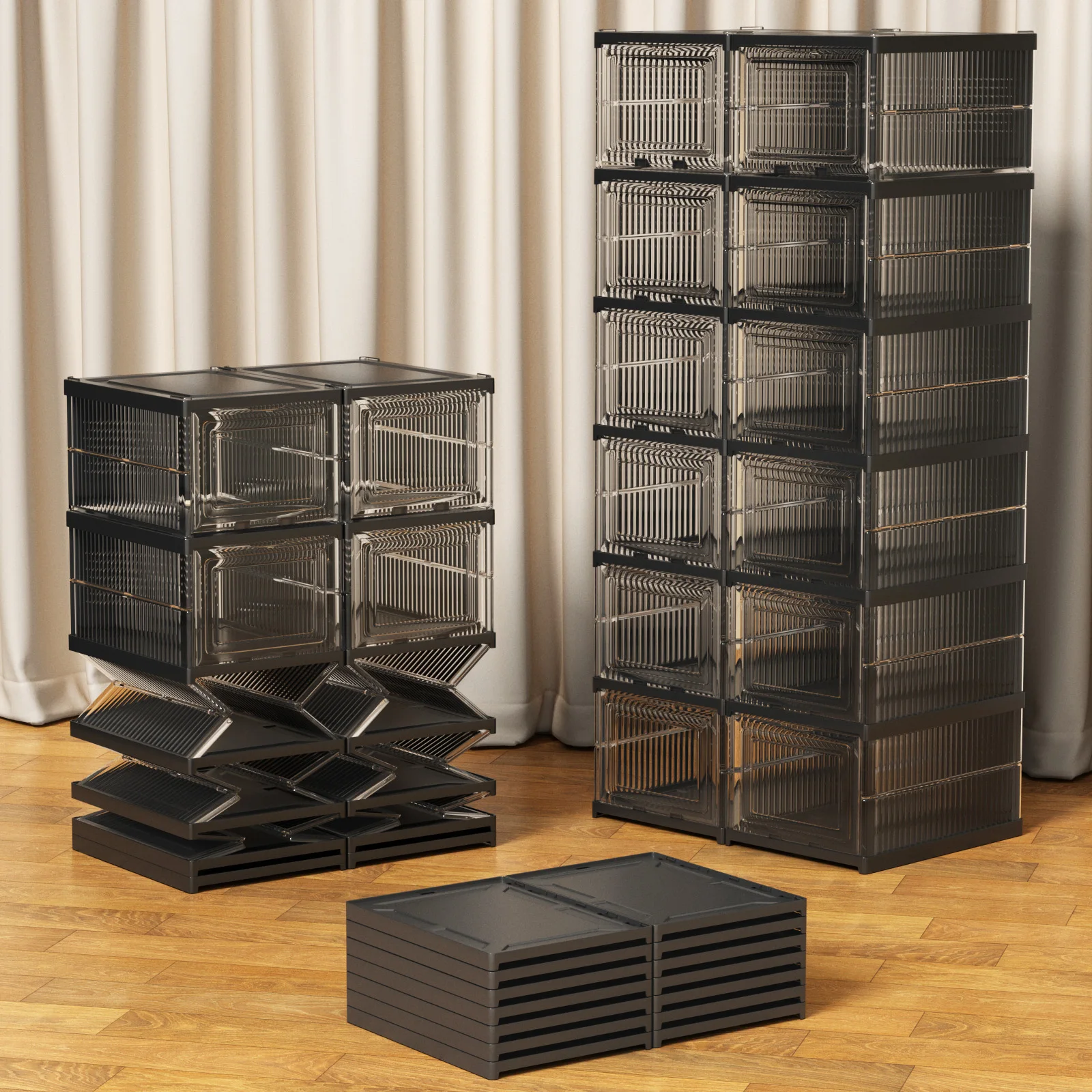 Stackable Plastic Shoe Storage Box for Closet - Image 1