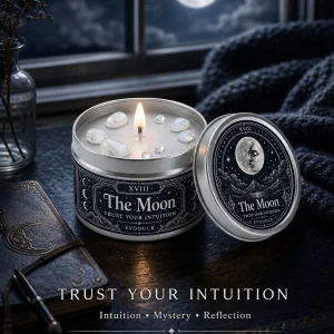 The Moon Tarot Candle with White Crystal Stones, - Thumbnail Image 6