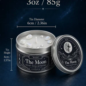The Moon Tarot Candle with White Crystal Stones, - Thumbnail Image 3