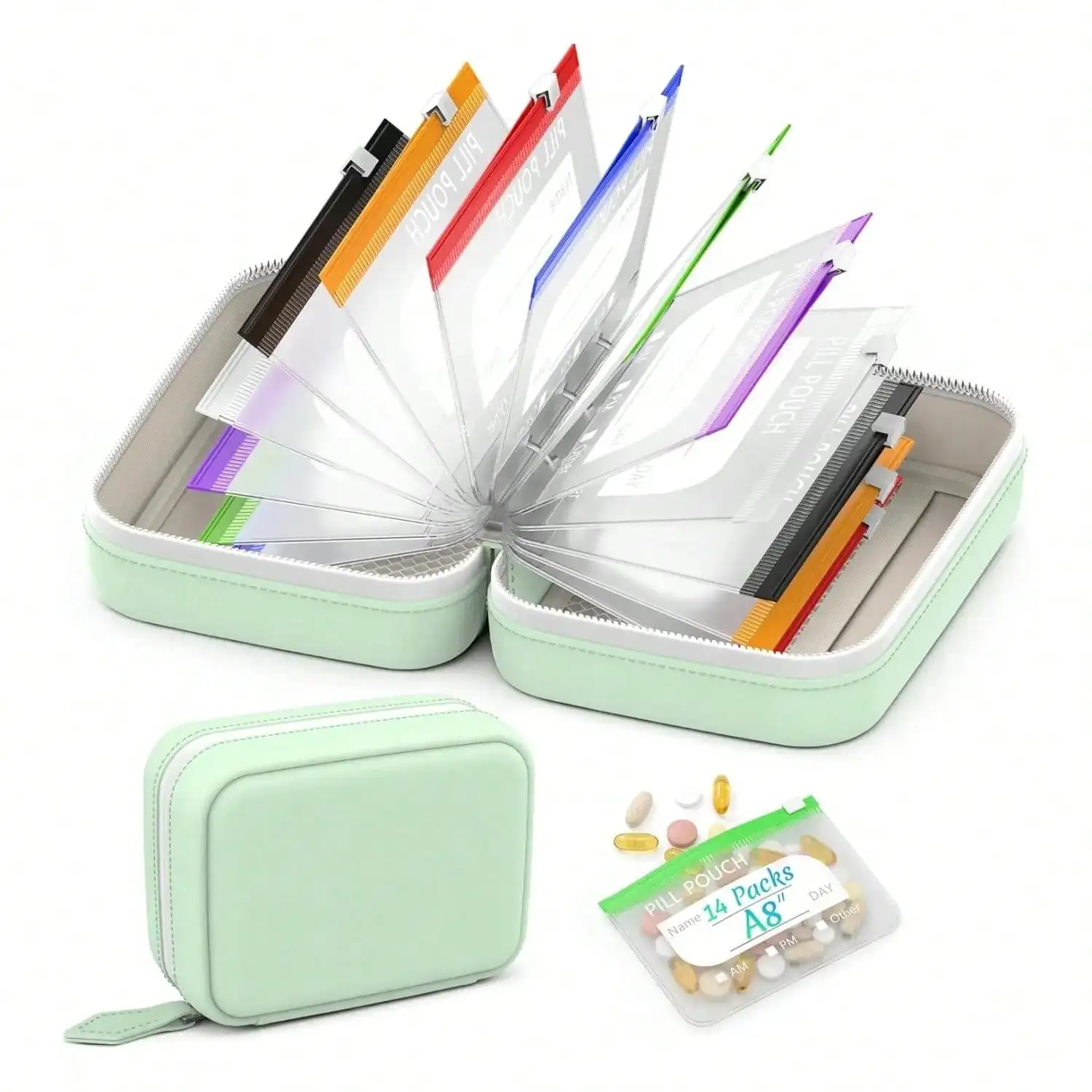 Waterproof Zipper Medicine Pouches Set, - Image 1